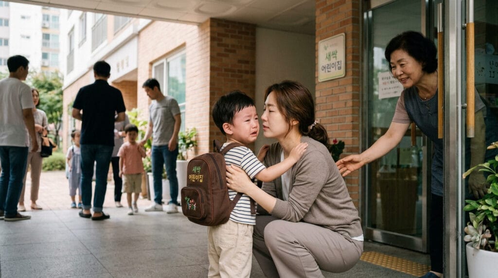 어린이집 첫 등원과 적응 기간을 준비하는 보호자와 아이