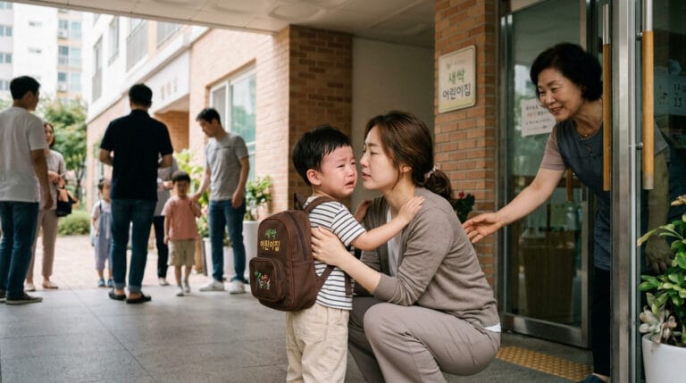 어린이집 첫 등원과 적응 기간을 준비하는 보호자와 아이